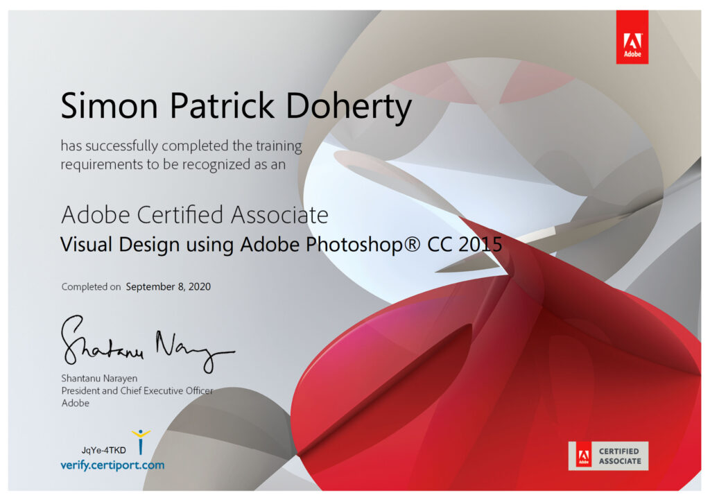 Adobe certificate Photoshop Visual Design Course 2020